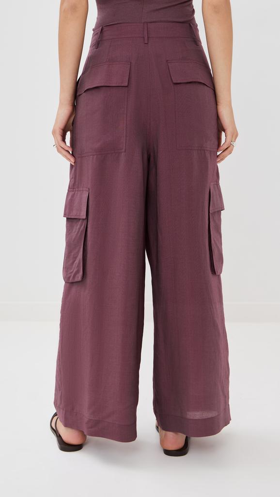 Tibi Silk Voile Cargo Triple Pleat Pants