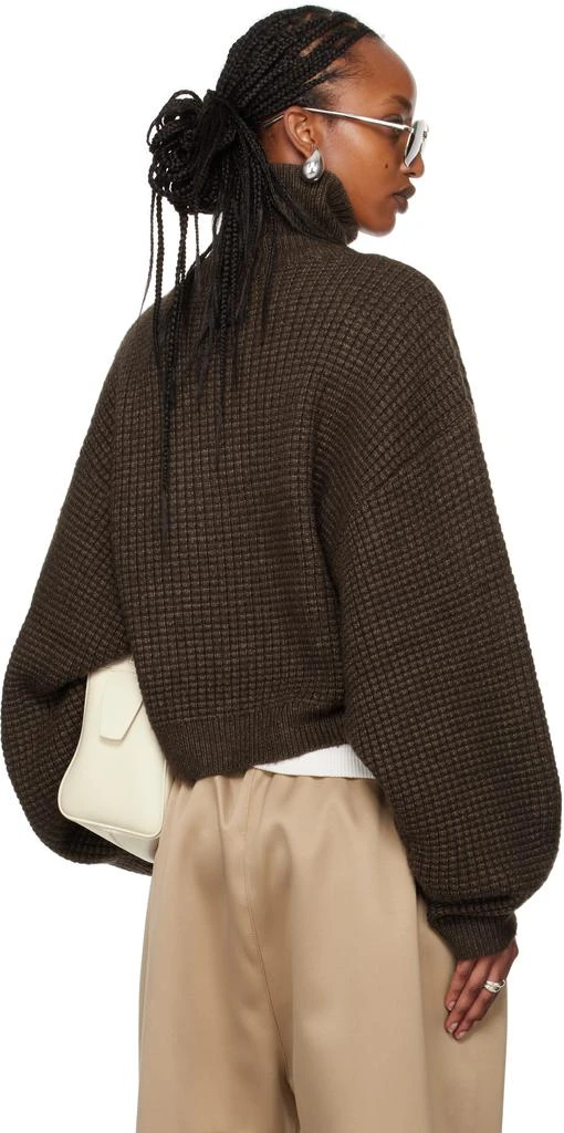 Essentials Brown Heavy Waffle Turtleneck 3