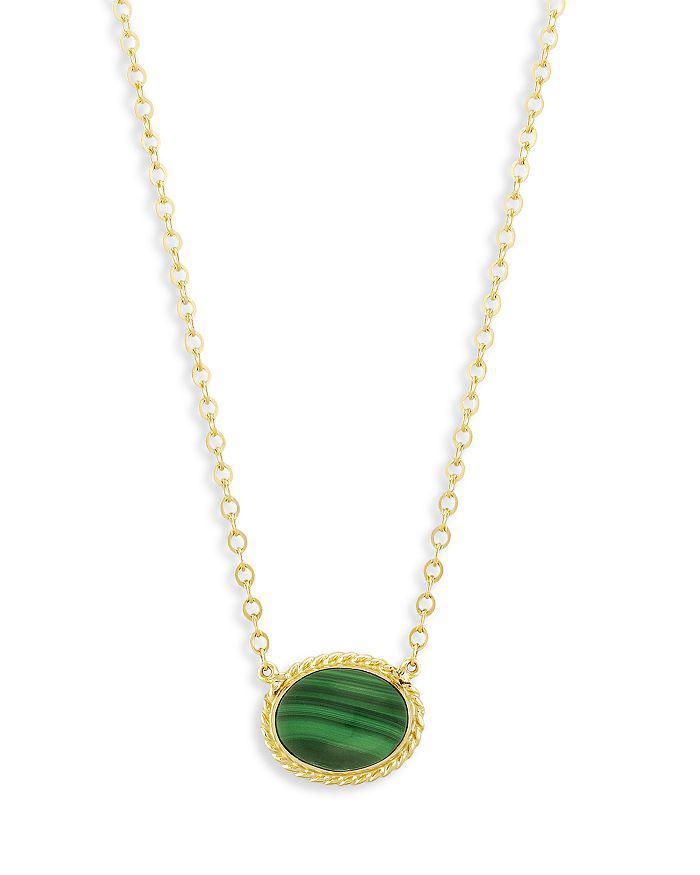 Bloomingdale's Malachite Pendant Necklace in 14K Yellow Gold, 18-19"