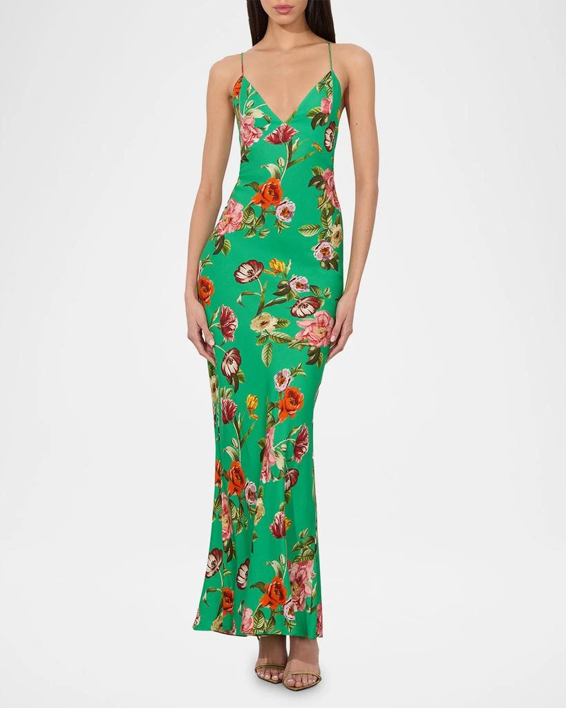 Alice + Olivia Hampton Floral Loma V-Neck Maxi Slip Dress 2