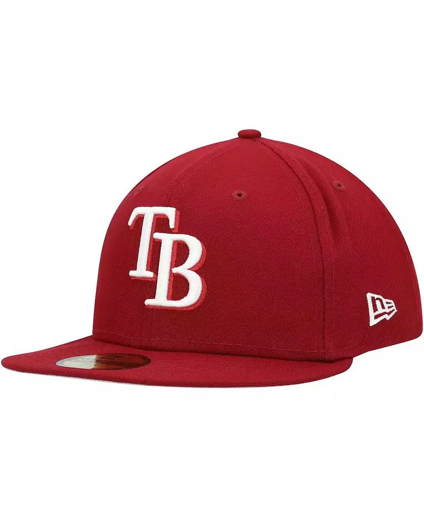 New Era Men's Cardinal Tampa Bay Rays White Logo 59FIFTY Fitted Hat 1