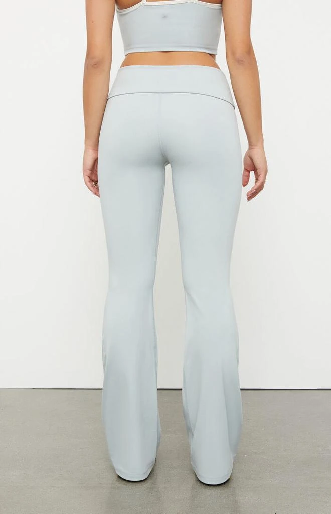 PAC 1980 PAC WHISPER Active Gray Fold-Over Waistband Flare Yoga Pants 4