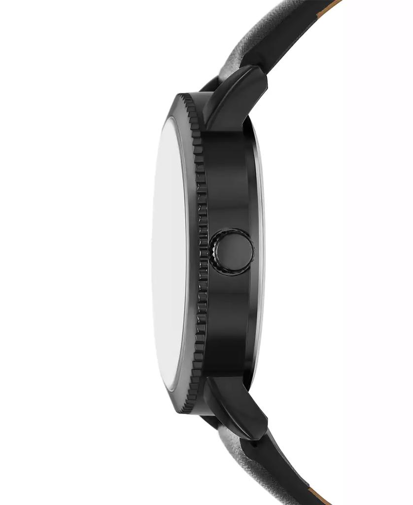 Folio Men's Three Hand Black Polyurethane Watch, 46mm