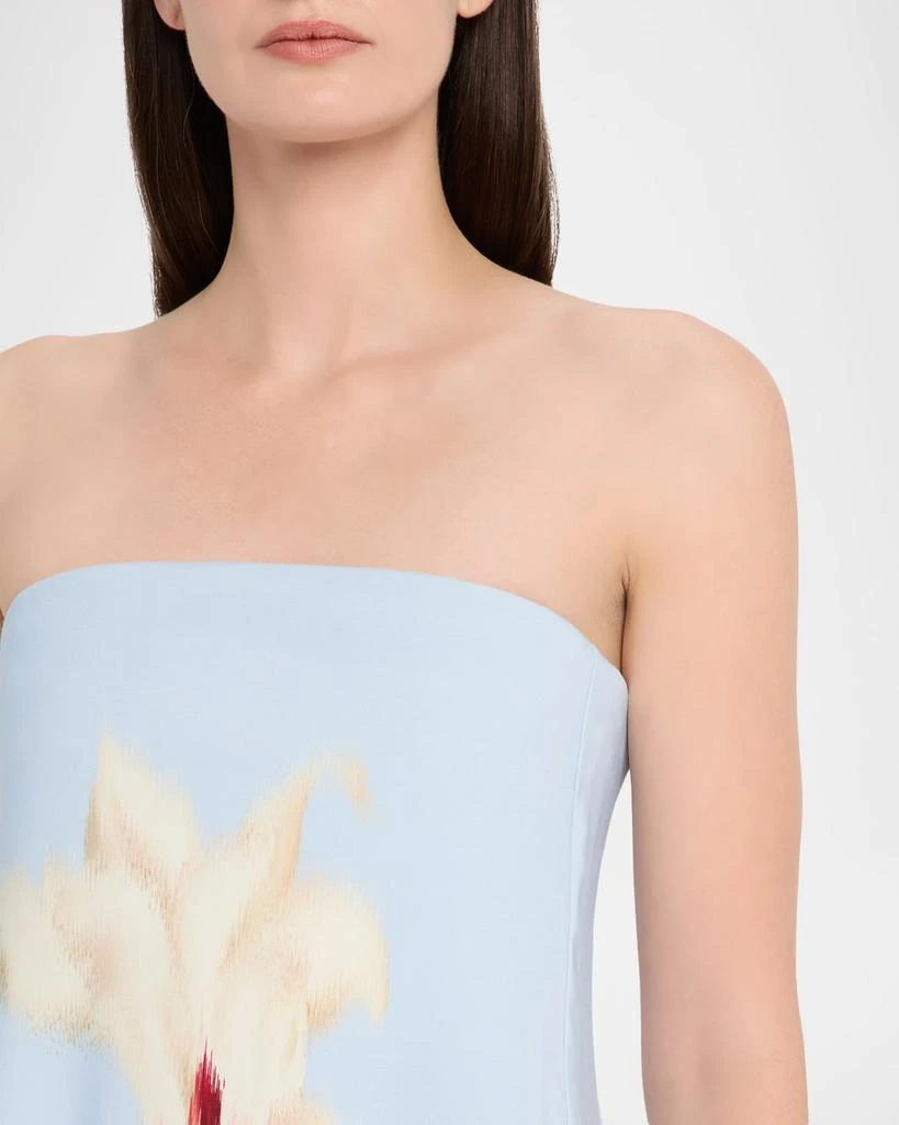 Oscar de la Renta Strapless Chinese Cyclamen Print Gown 5