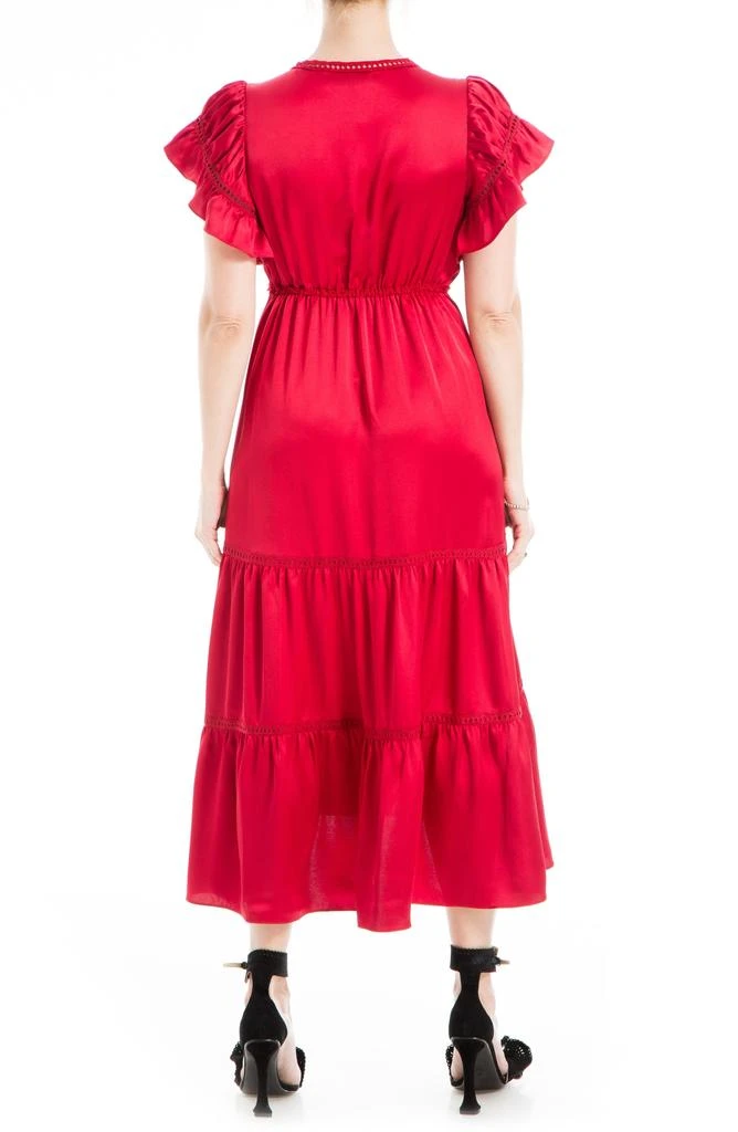 Max Studio Flutter Sleeve Satin Midi Dress - Dresses & Skirts - BeyondStyle