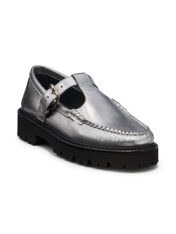 G.H. Bass Metallic Napa Leather Mary Janes