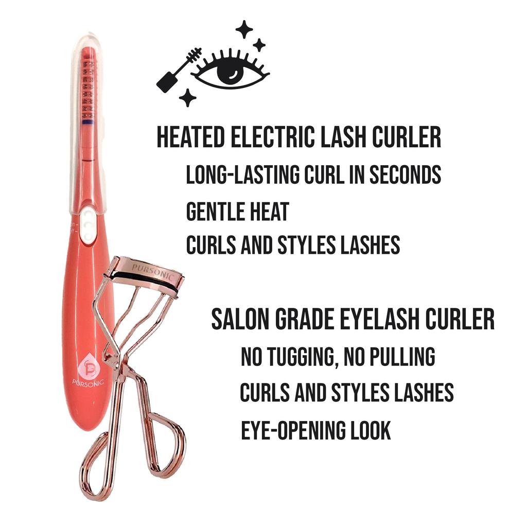 PURSONIC Pursonic Salon Grade Eyelash Curler & Heated Eyelash Curler With Comb Bundle