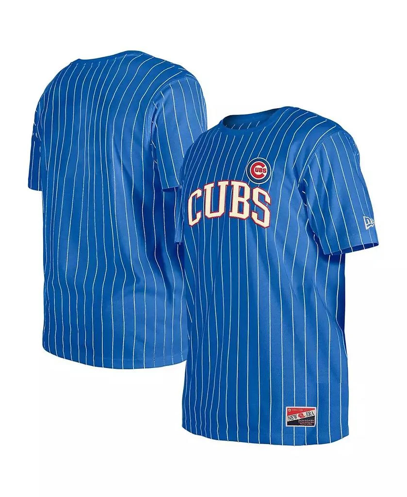 New Era Men's Royal Chicago Cubs Throwback Pinstripe T-Shirt 1