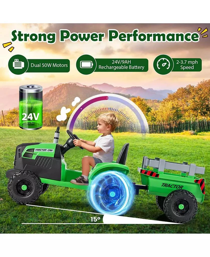 Mecale 24V Ride-On Tractor for Kids with Detachable Trailer 
Remote Control 6