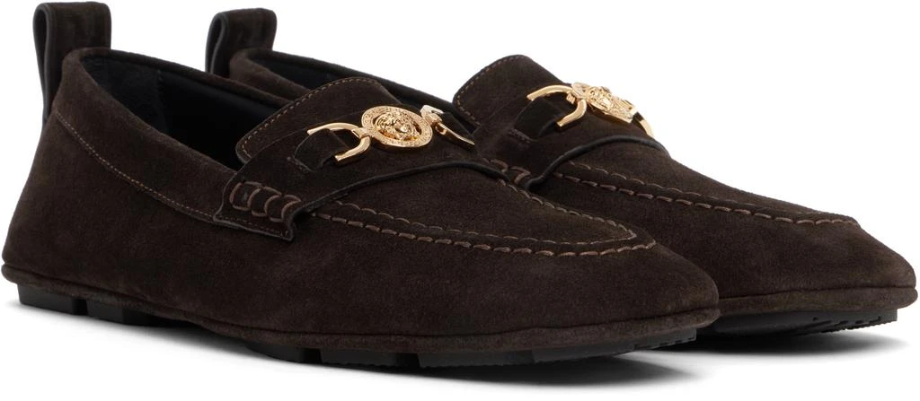 Versace Brown Villa Suede Driver Loafers 4