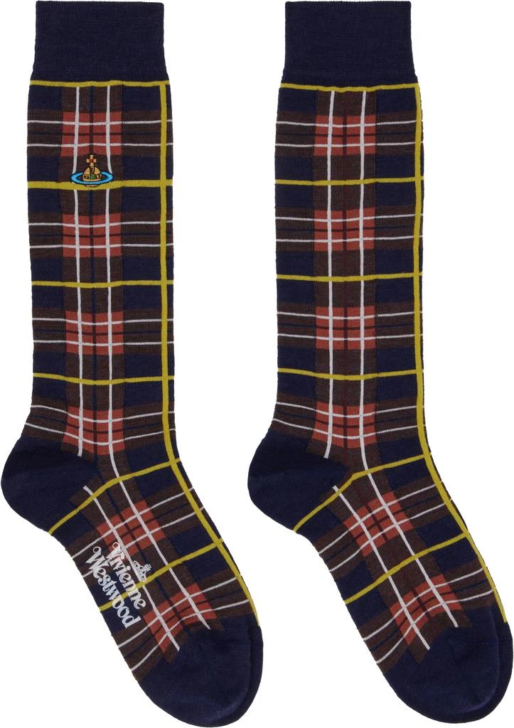 Vivienne Westwood Navy Tartan Socks 1