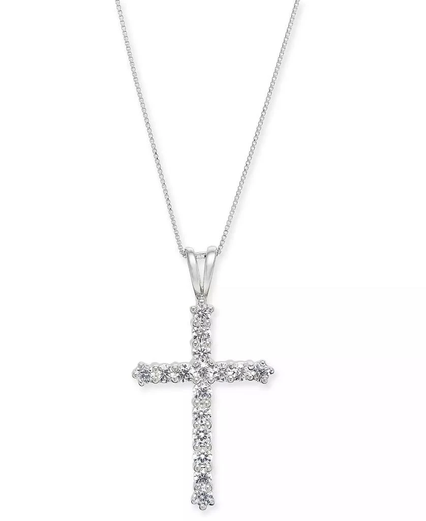 Macy's Diamond Cross 18" Pendant Necklace (1 ct. t.w.) in 14k White Gold 1