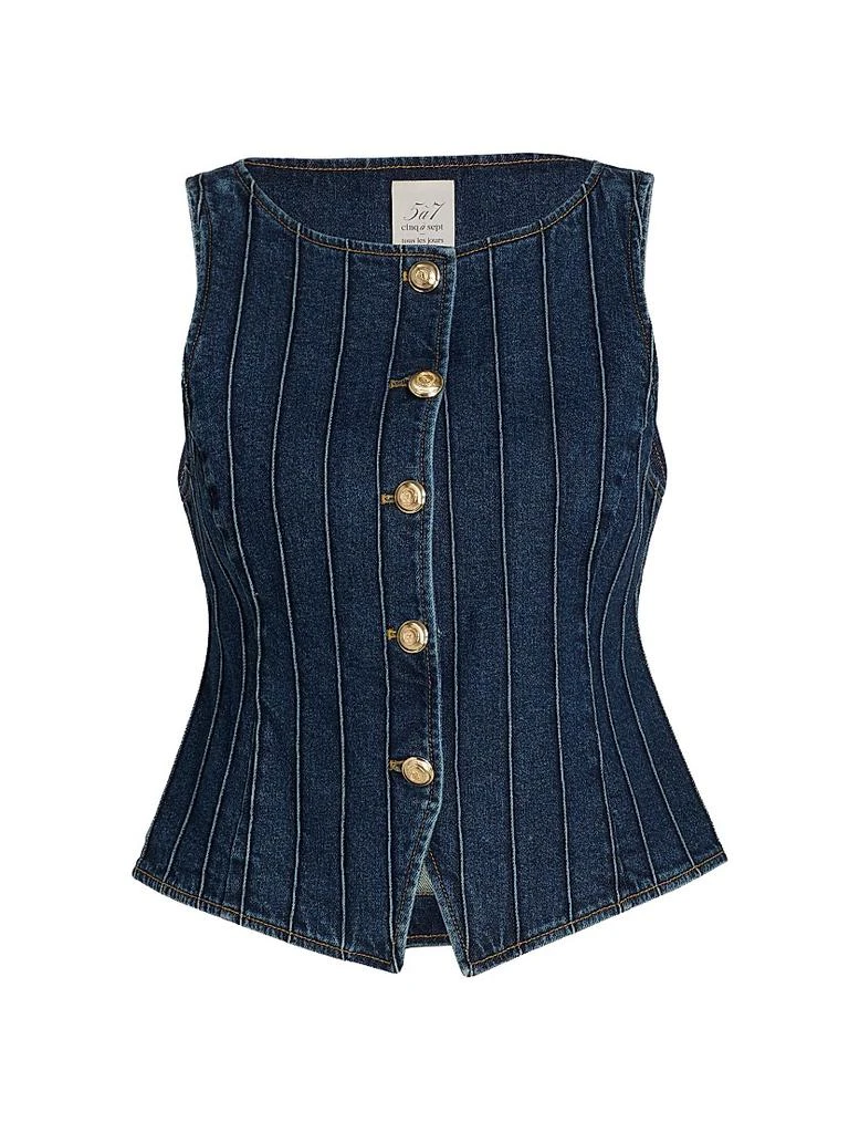 Cinq à Sept Camen Denim Pintuck Button-Down Vest