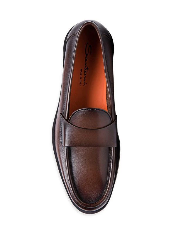 Santoni Detroit Burnished Leather Loafers 4