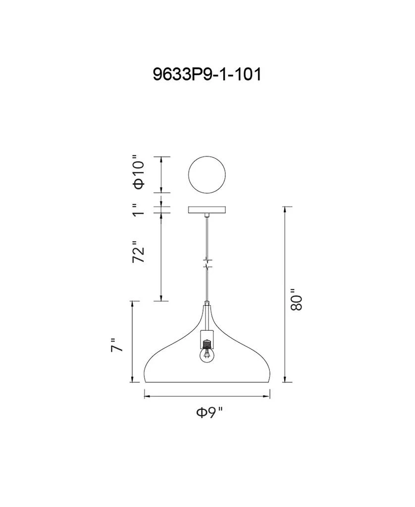 CWI Lighting 9" Metal Dynamic 1 Light Down Pendant 6