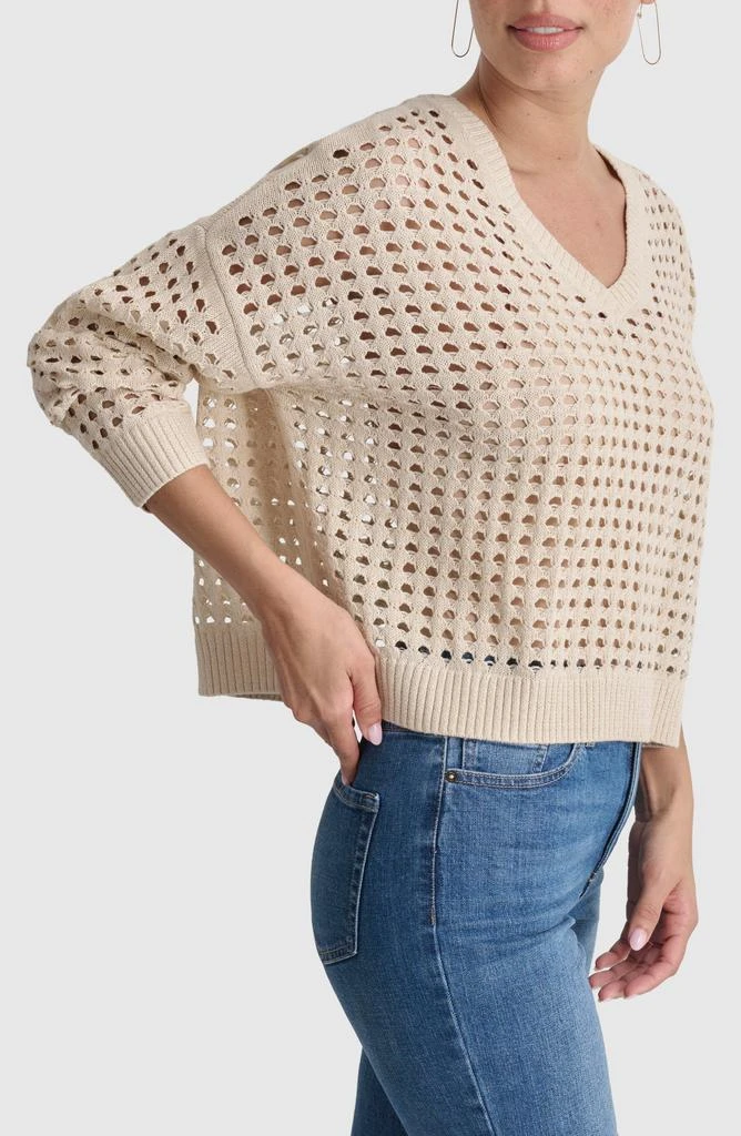 DKNY Open Stitch V-Neck Sweater 5