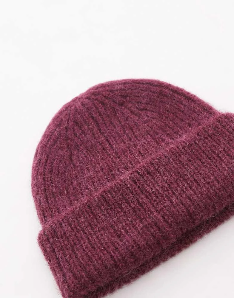 & Other Stories & Other Stories premium mohair and wool blend beanie in burgundy 3