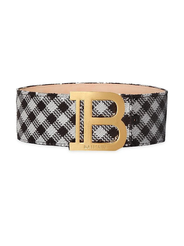 Balmain Sequin Gingham Waist Belt 1
