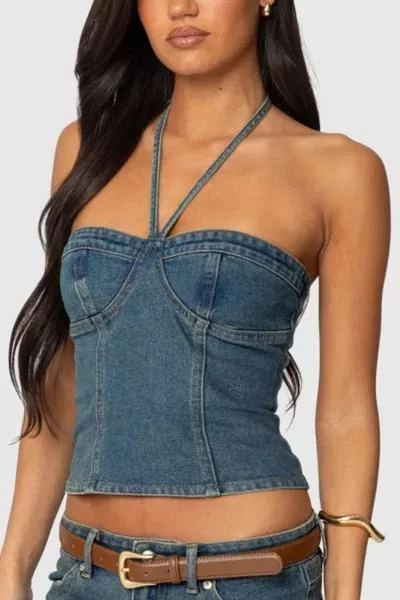 Edikted Edikted Jagger Denim Halter Top 3