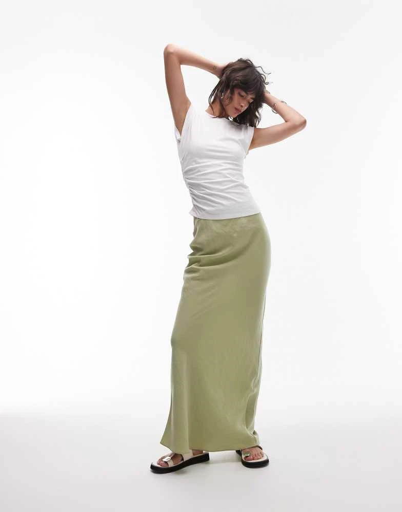 Topshop Topshop super soft cupro bias midi in olive 1