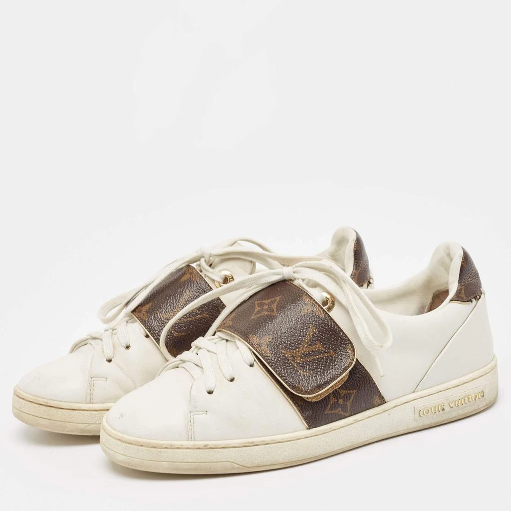 Louis Vuitton Louis Vuitton White/Brown Monogram Canvas and Leather Frontrow Sneakers Size 36 2