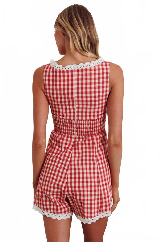 One and Only Collective Carly Gingham Romper In Red 3