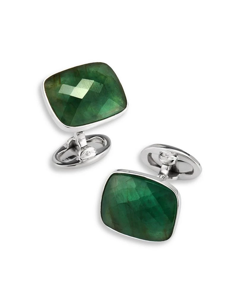 Jan Leslie Emerald Cufflinks in Sterling Silver 2