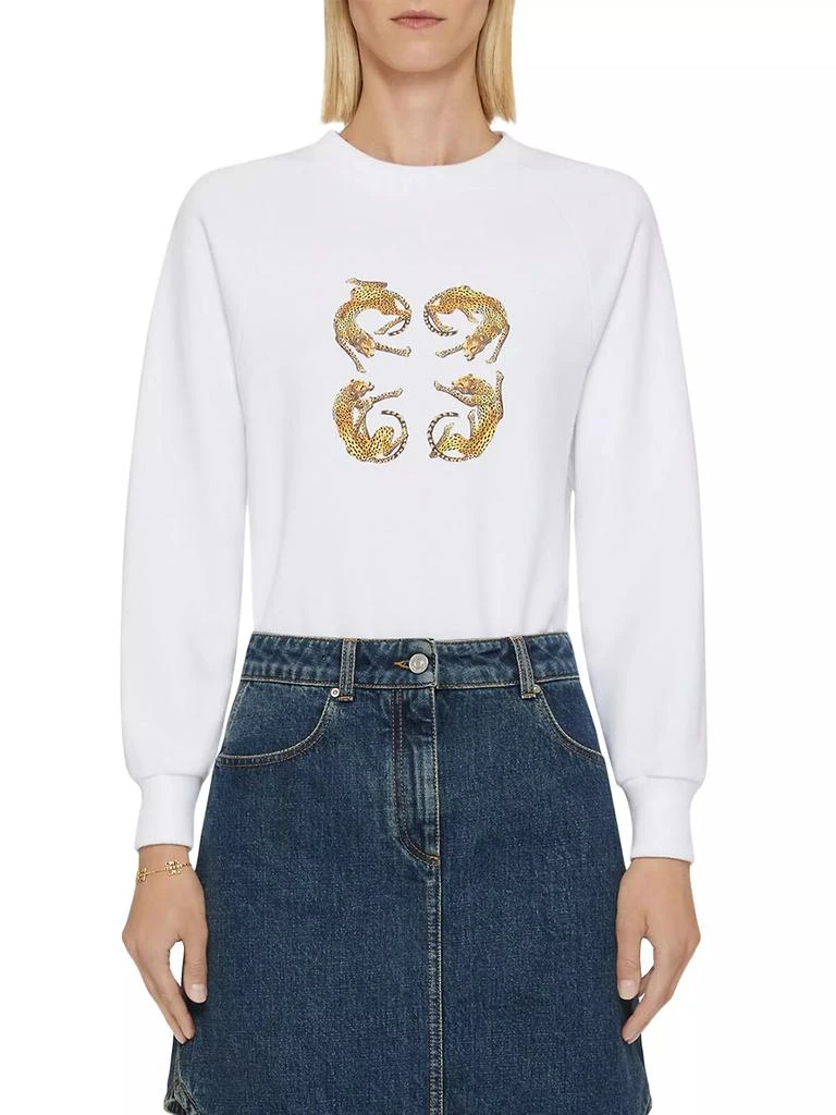 Givenchy Slim Fit Sweatshirt in Fleece with 4G Leopard Print 3