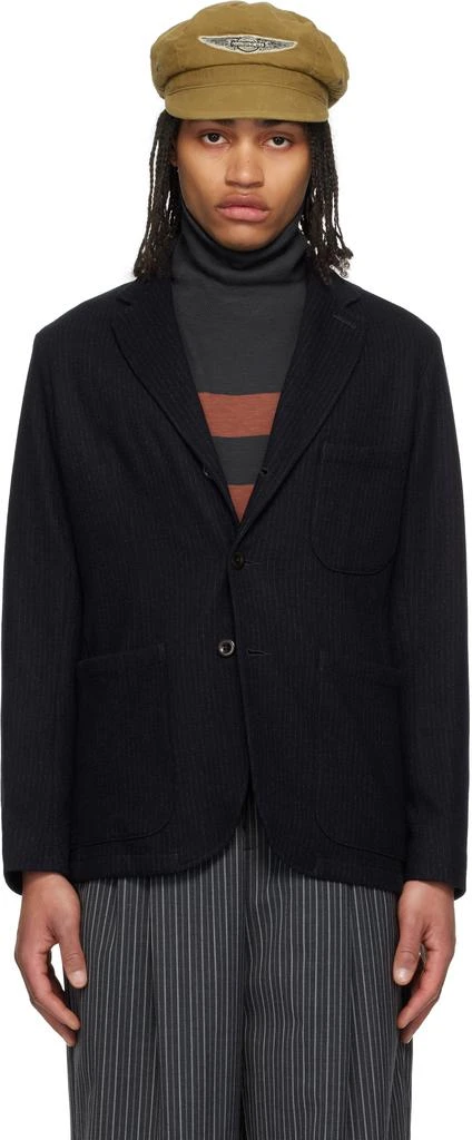 RRL Navy Unconstructed Jacquard-Knit Sport Blazer 1