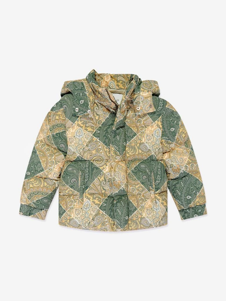 ETRO Etro Boys Paisley Puffer Jacket in Green 2
