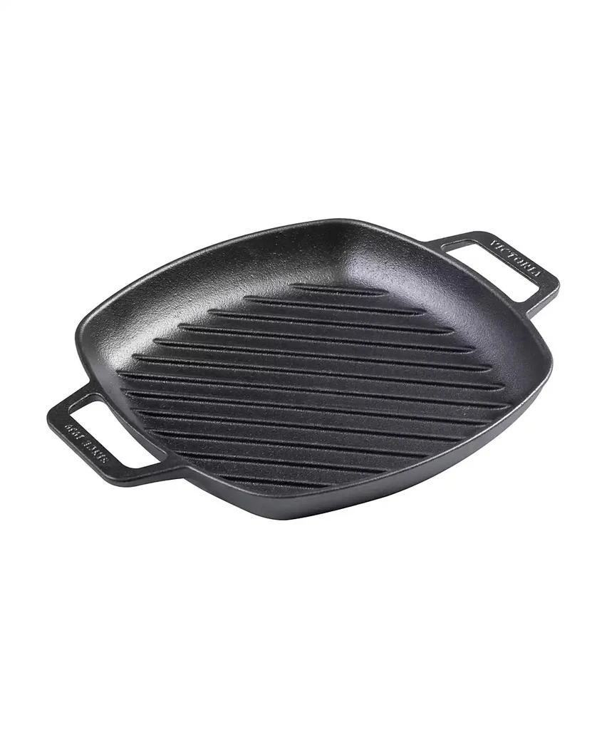 Victoria 10in Square Grill Pan with Double Loop Handles, Seasoned 7