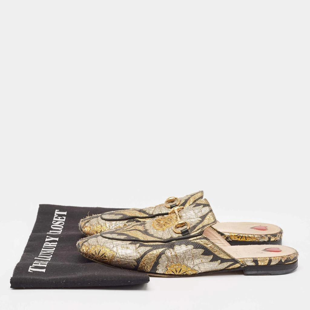 Gucci Gucci Metallic Brocade Fabric Princetown Flat Mules Size 37 9