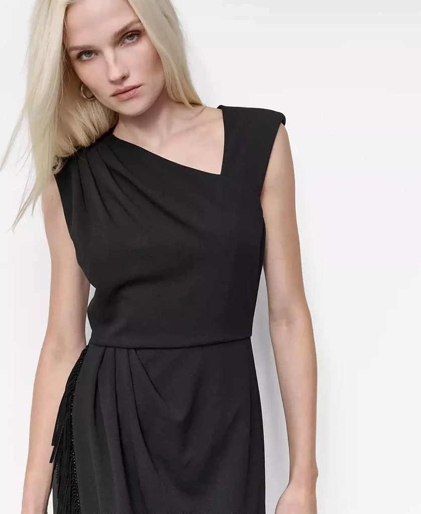 DKNY Women's Asymmetrical Fringe-Hem Cocktail Dress 4