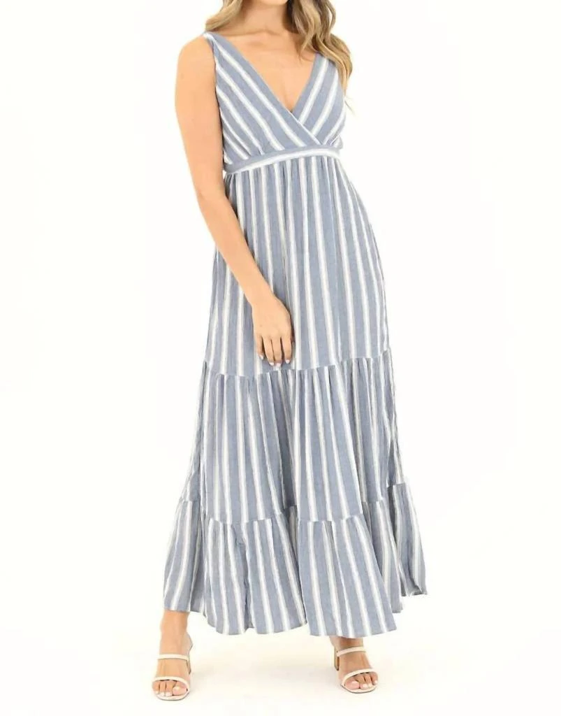Angie Angie - Striped Surplus V-Neck Open Back Maxi Dress 1