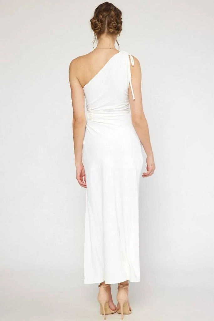 entro Single Shoulder Maxi Dress In Off White 4