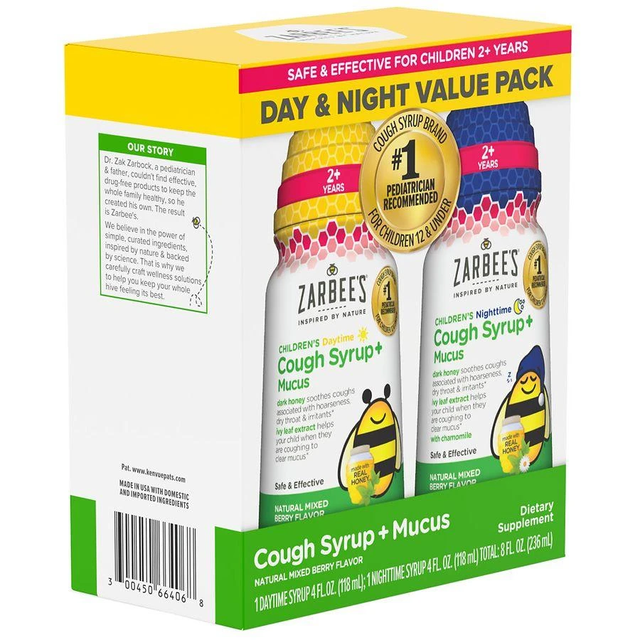 ZarBee's Naturals Children's Cough Syrup Mucus Day & Night Pack Natural Mixed Berry 5