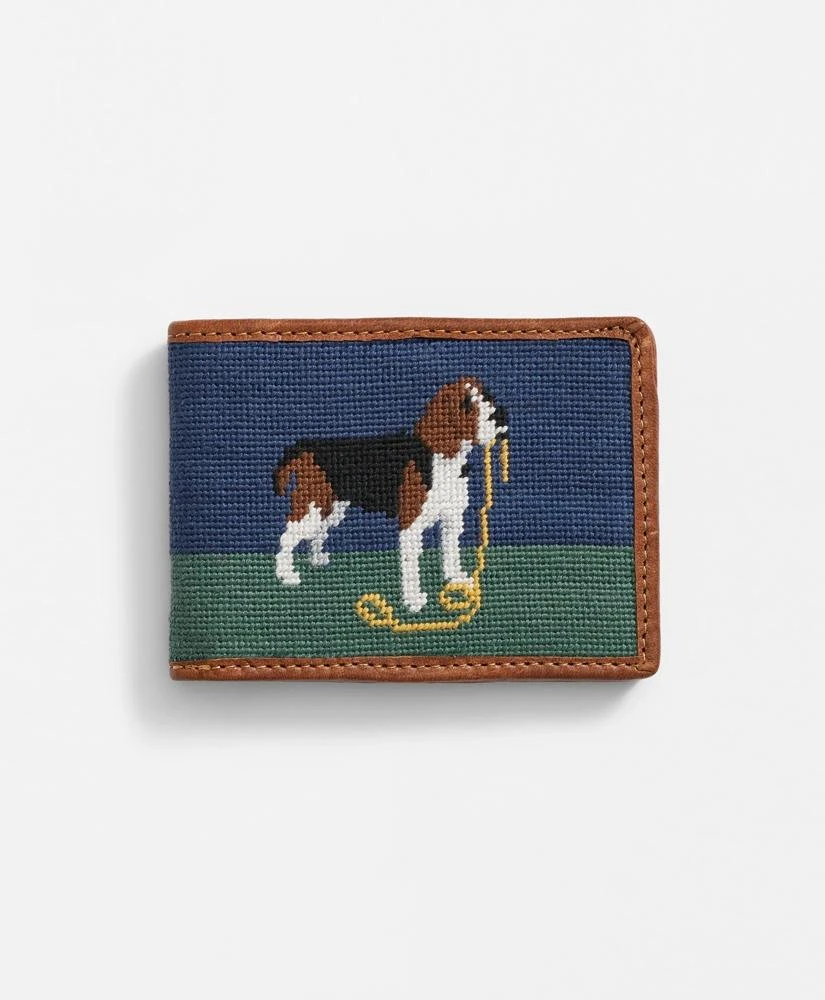 Brooks Brothers Smathers & Branson Cotton Needlepoint Beagle Wallet 1