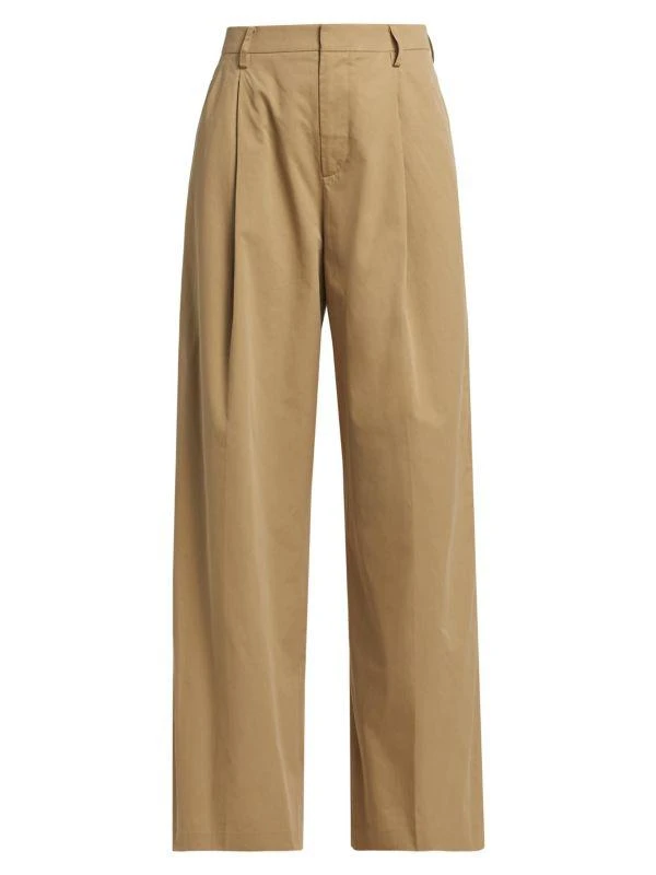 FRAME Pleated Cotton Wide-Leg Pants 6