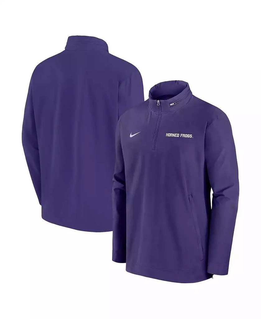 NIKE Men's Purple TCU Horned Frogs 2024 Sideline Coach Quarter-Zip Hoodie Jacket 1