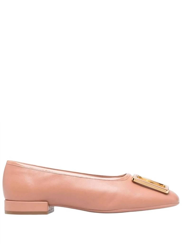 Salvatore Ferragamo Women
s Embossed-Logo Plaque Ballerina Shoes In Pink 2
