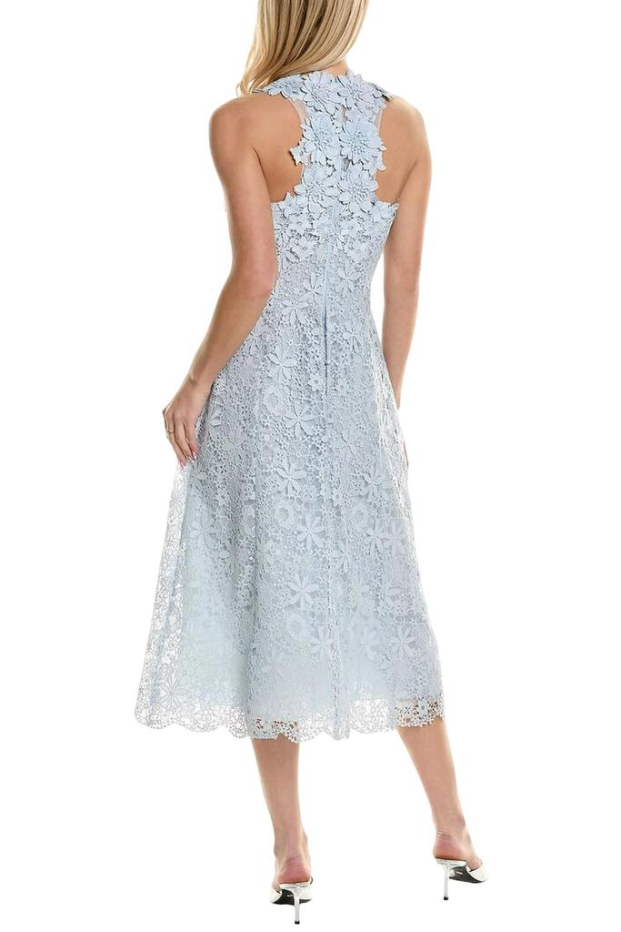 Teri Jon Halter Lace Cocktail Dress In Light Blue