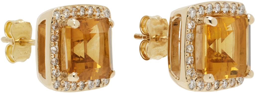 Pearls Before Swine Gold Lok Citrine Stud Earrings