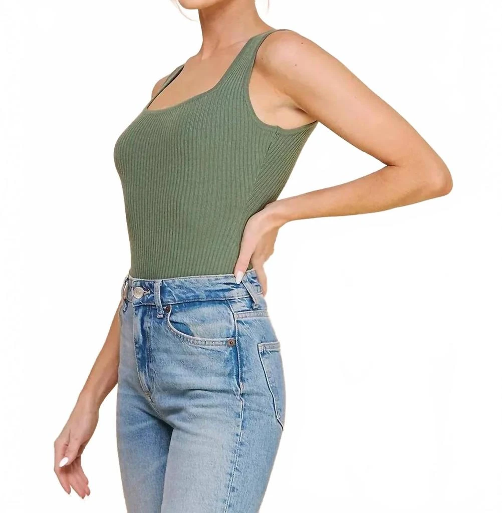 ALLIE ROSE Lily Square Neck Bodysuit In Ivy 4