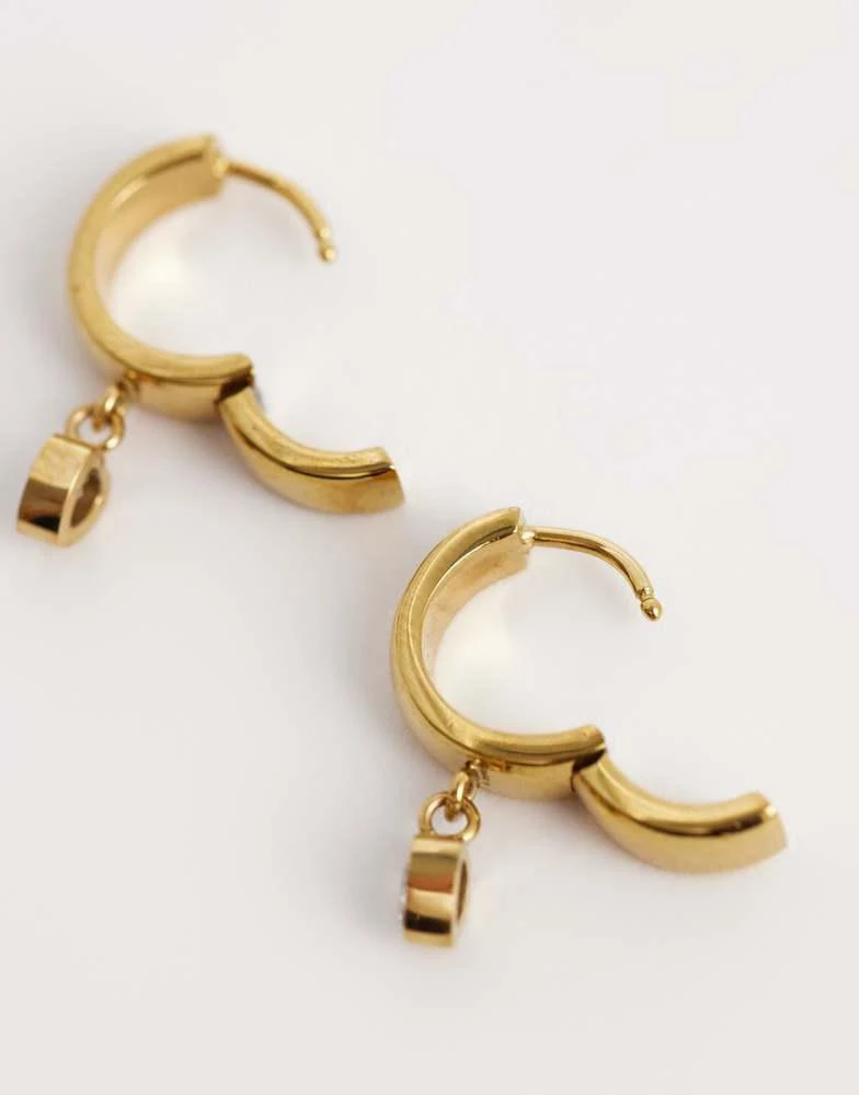 Abbott Lyon Abbott Lyon mini crystal heart huggie hoop earrings in 18k plated stainless steel in gold 4