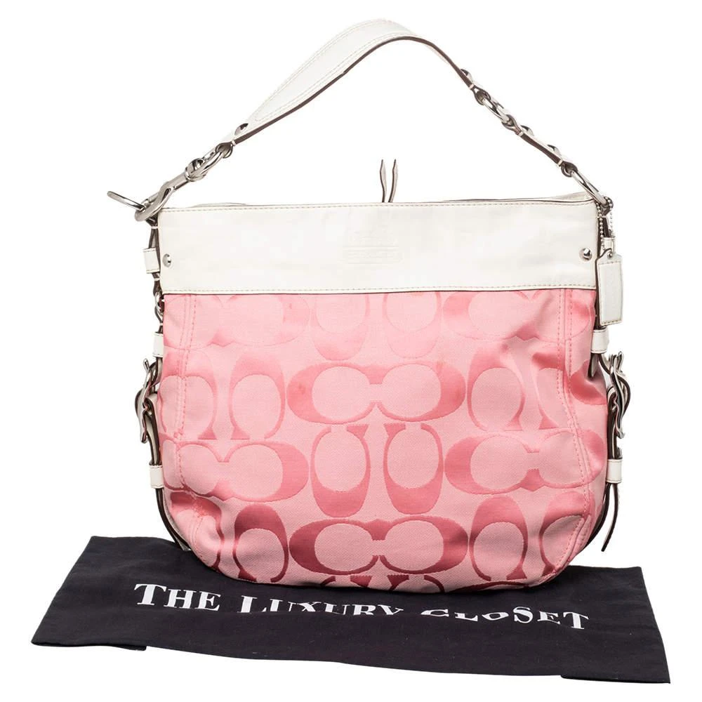 Coach Coach Pink/White Signature Canvas and Leather Hobo 9