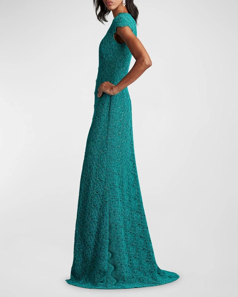 Tadashi Shoji Cap-Sleeve A-Line Floral Lace Gown 3
