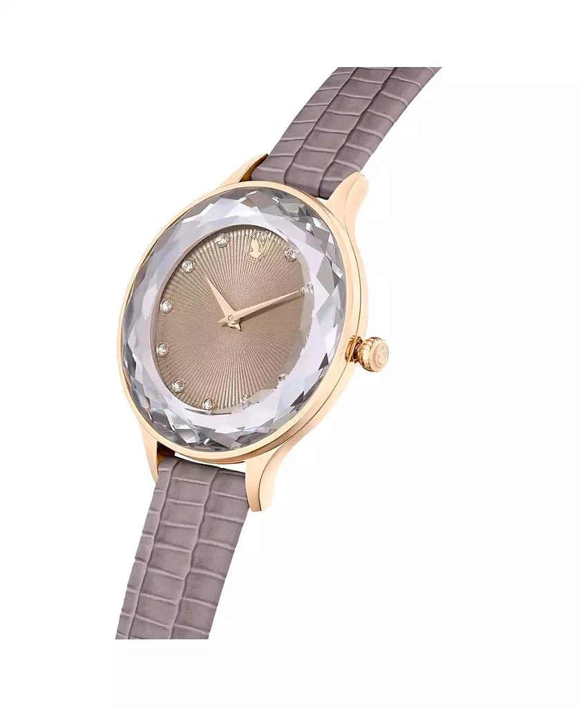 Swarovski Women's Analog Swiss Made Octea Nova Gray Leather Strap Watch, 33mm 5