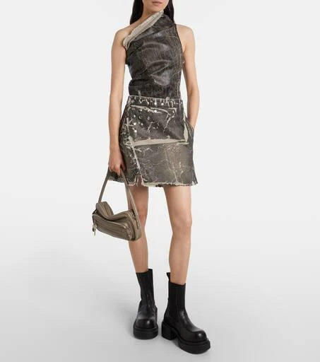 Rick Owens Athena printed one-shoulder denim top 2