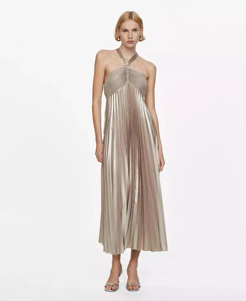 Mango Women's Pleated Halter Neck Dress 1