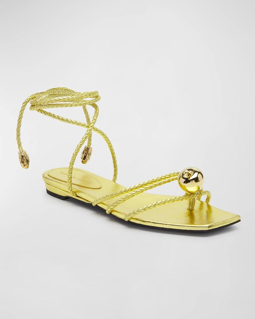 Bottega Veneta Adam Metallic Apple Ankle-Wrap sandals 3